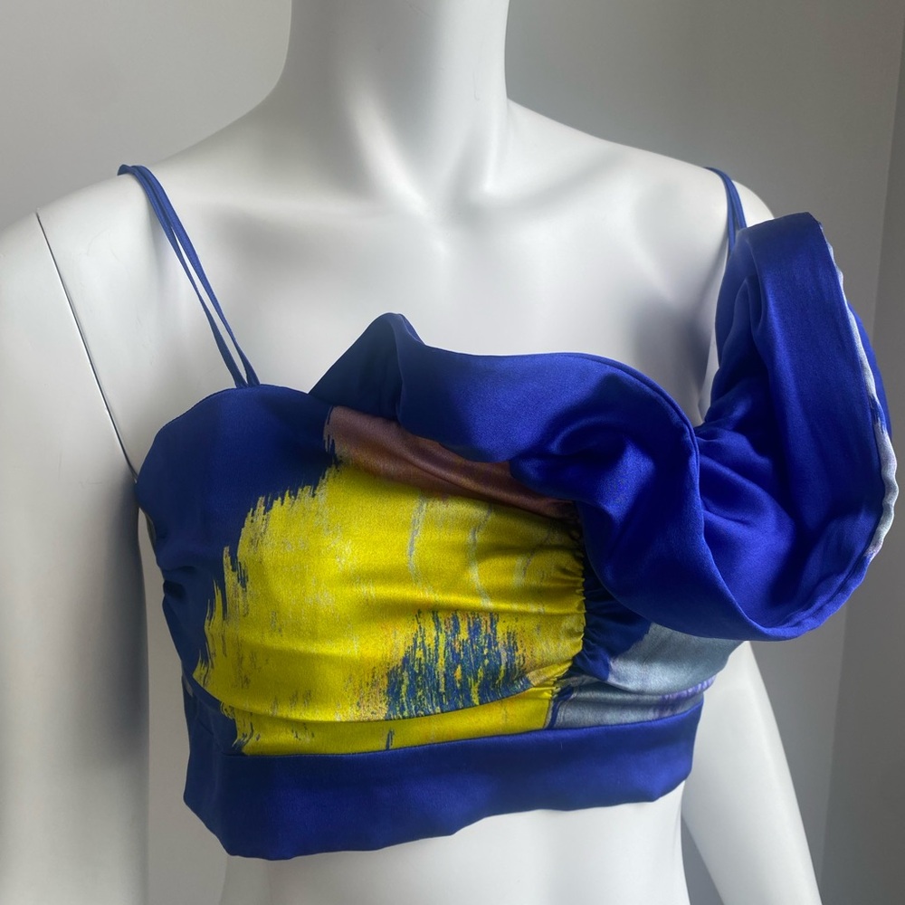 Silvia Tcherassi silk ruffle cropped top